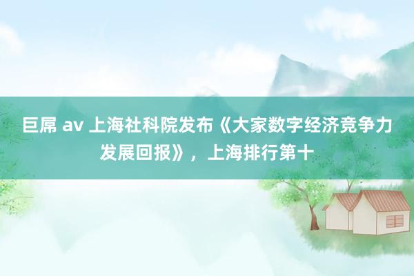 巨屌 av 上海社科院发布《大家数字经济竞争力发展回报》，上海排行第十