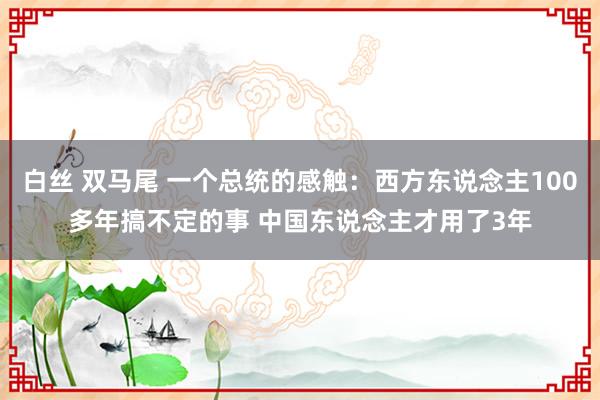 白丝 双马尾 一个总统的感触：西方东说念主100多年搞不定的事 中国东说念主才用了3年